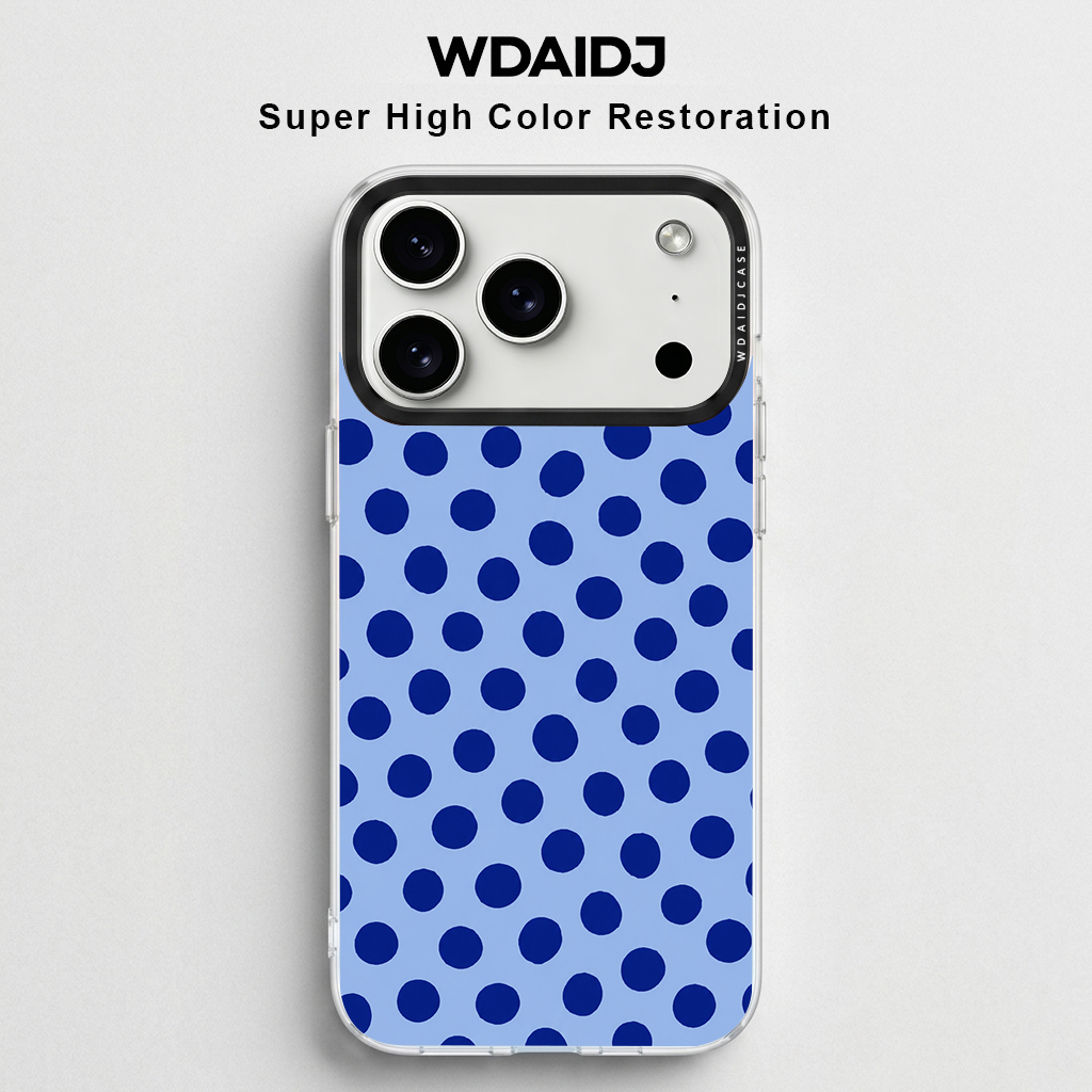 Phone Accessories Background - Retro-inspired Deep Blue Polka Dot Pattern