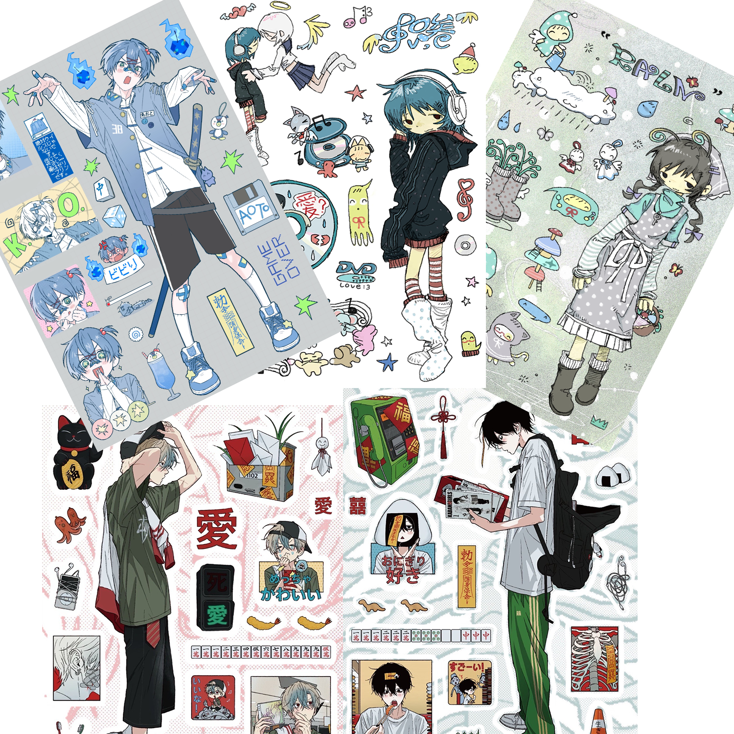 Phone Accessories For Teens - Anime Inspired Sticker Cute Cat Rainbow
