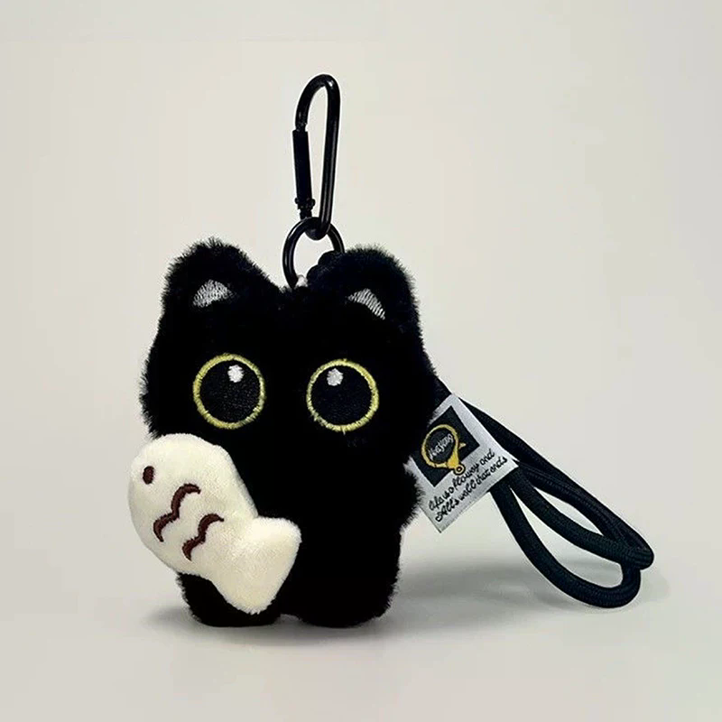 Phone Accessories Doll - Cute Plush Big Eyed Black Cat