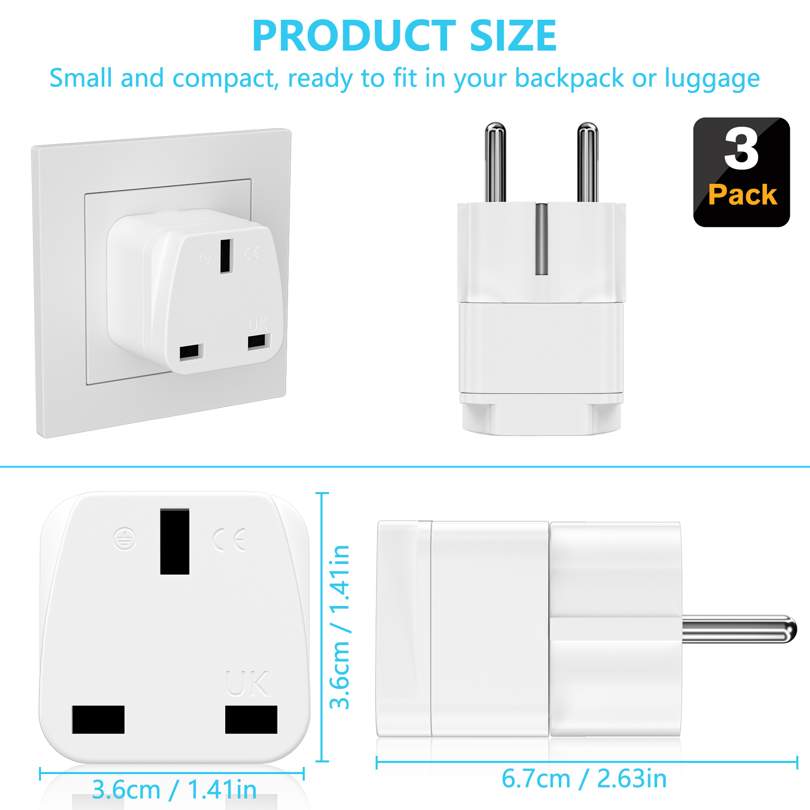 3PCS UK to EU Plug Adapter Eur - Phone Accessories Uk 리뷰 및 가격