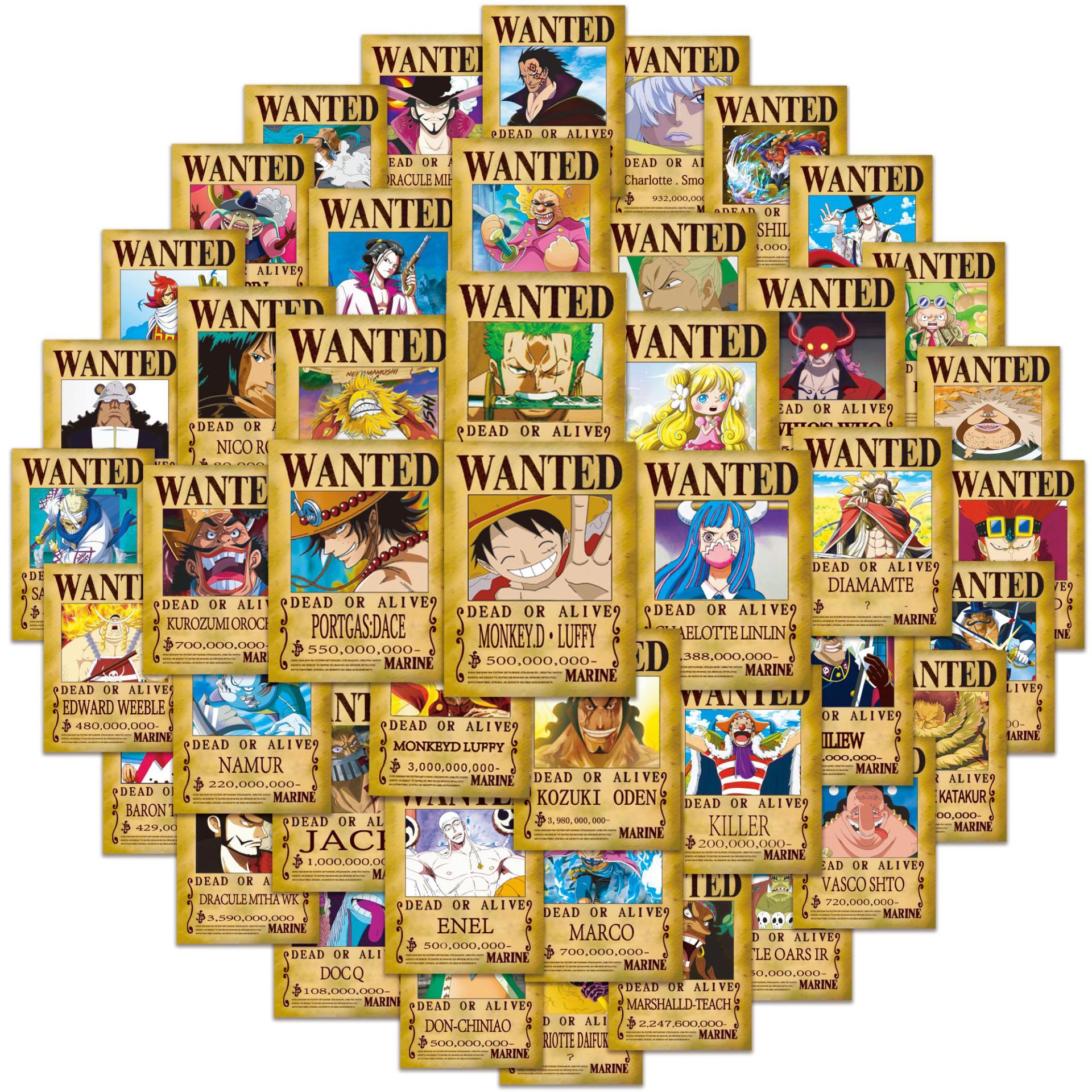50pcs Anime ONE PIECE Wanted P - Phone Accessories Poster 리뷰 및 가격