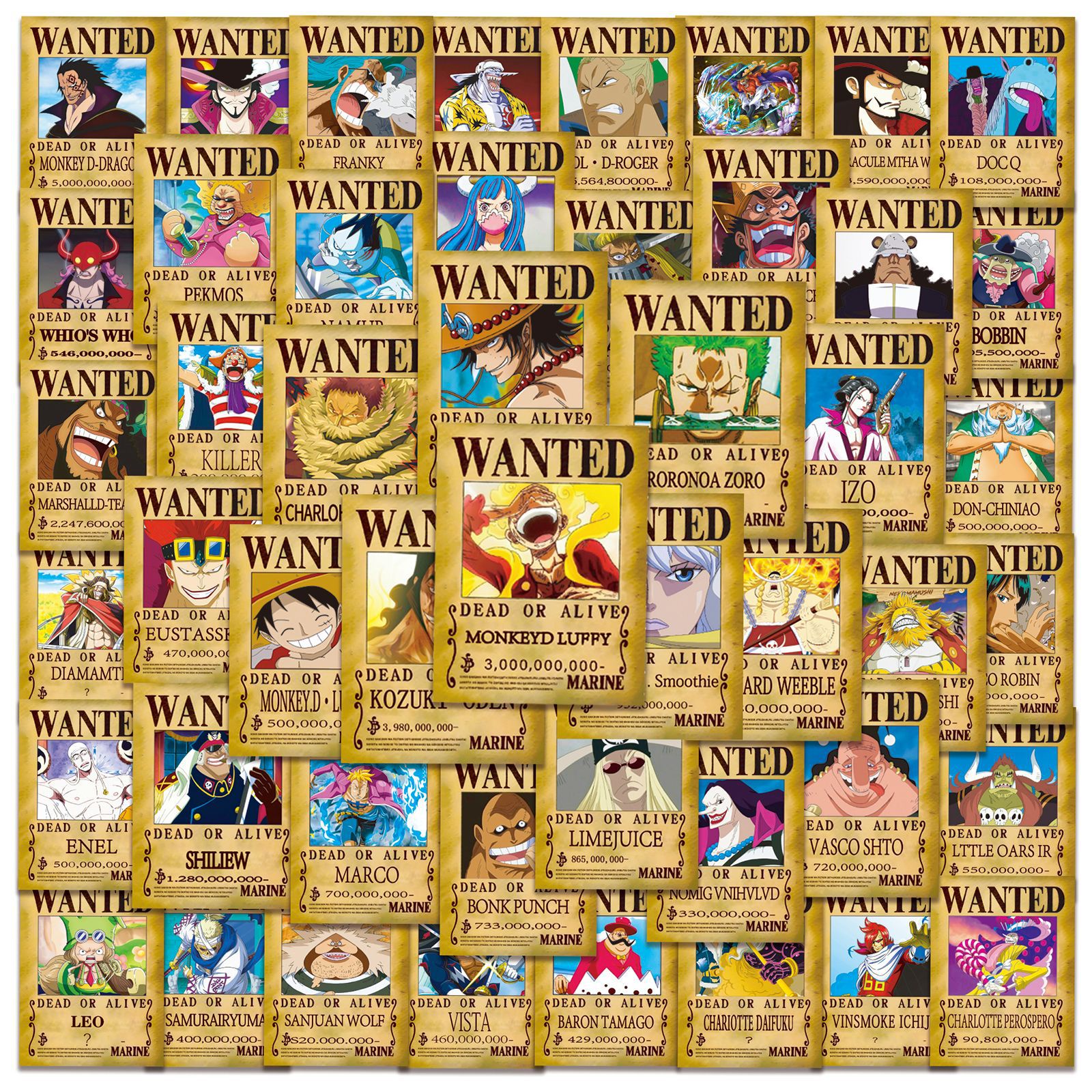 50pcs Anime ONE PIECE Wanted P - Phone Accessories Poster 리뷰 및 가격