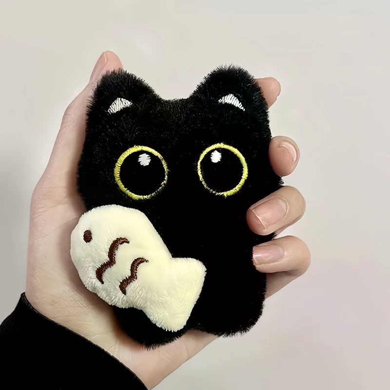 Cute Plush Big Eyed Black Cat  - Phone Accessories Doll 리뷰 및 가격